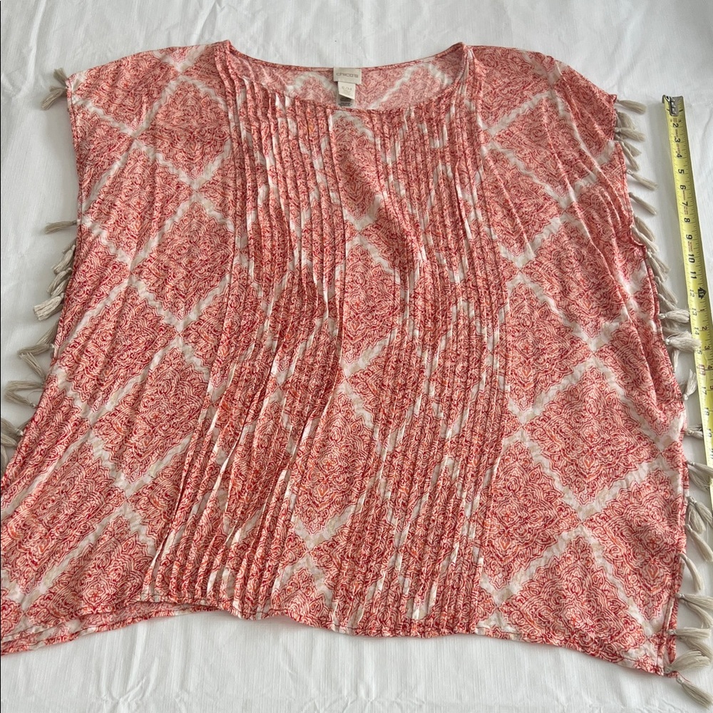Orange and tan Chicos Patterned Top